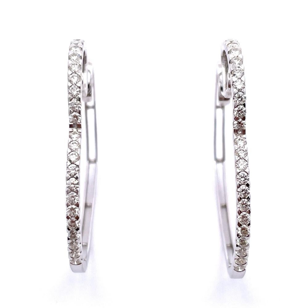 フープ ピアス ダイヤモンド 0.82ct K18WG 5.5g ハートモチーフ