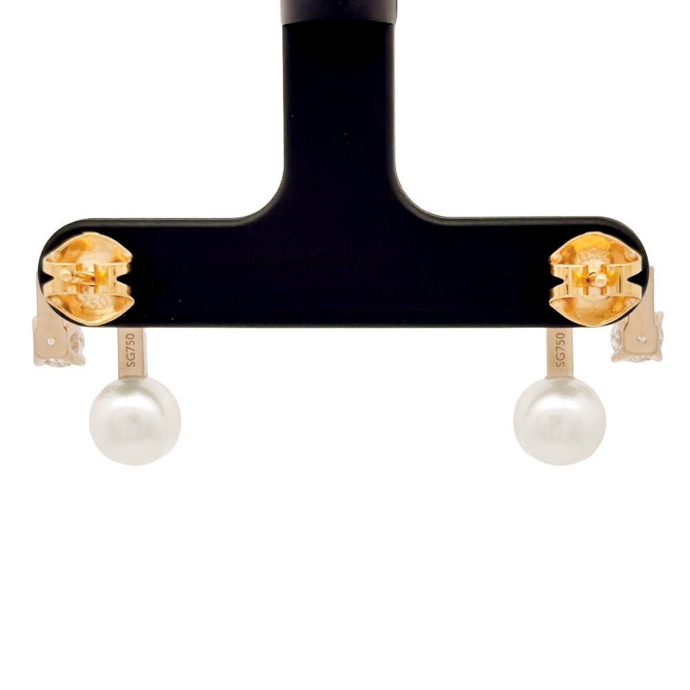 タサキ TASAKI バランス ノート ピアス ダイヤモンド 0.23ct K18PG 3.8
