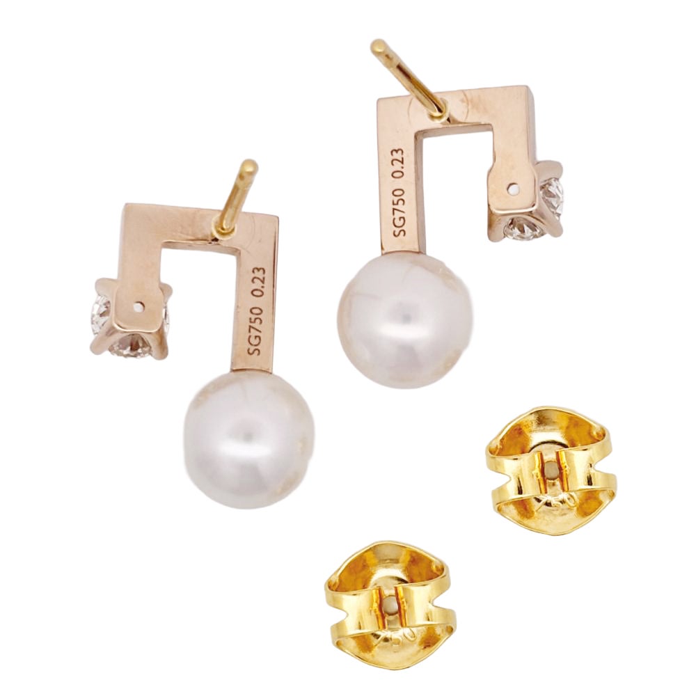 タサキ TASAKI バランス ノート ピアス ダイヤモンド 0.23ct K18PG 3.8
