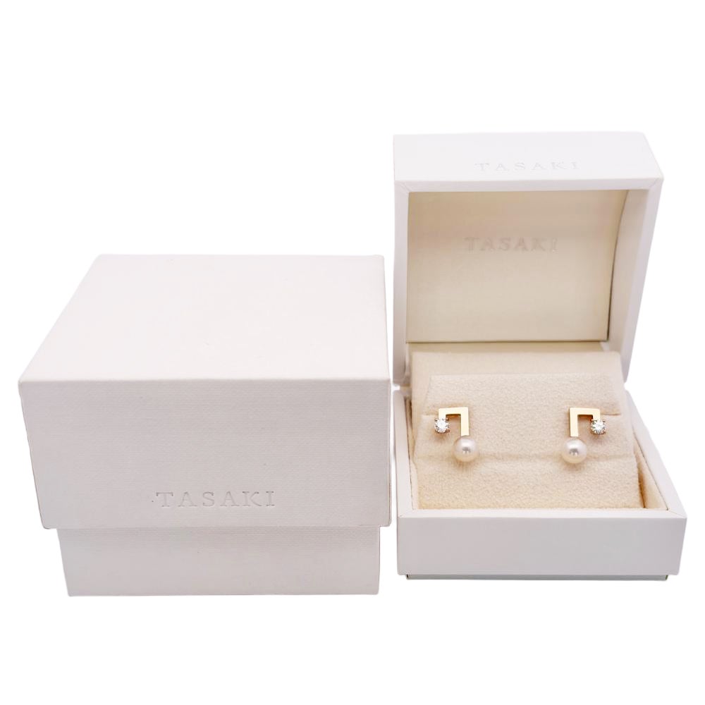 タサキ TASAKI バランス ノート ピアス ダイヤモンド 0.23ct K18PG 3.8