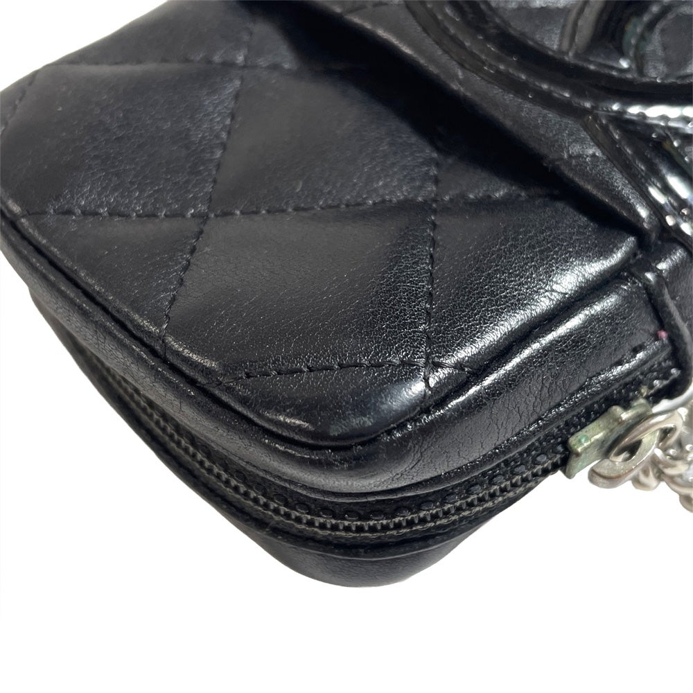 シャネル CHANEL カンボンライン シガレットケース レザー ブラック