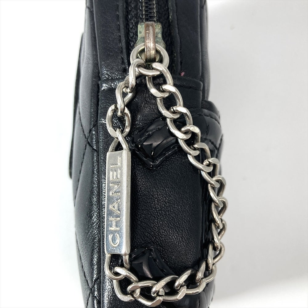 CHANEL シャネル カンボン ケース　ポーチ　レザー ブラック シルバー金具 シャネル CHANEL カンボンライン シガレットケース レザー ブラック