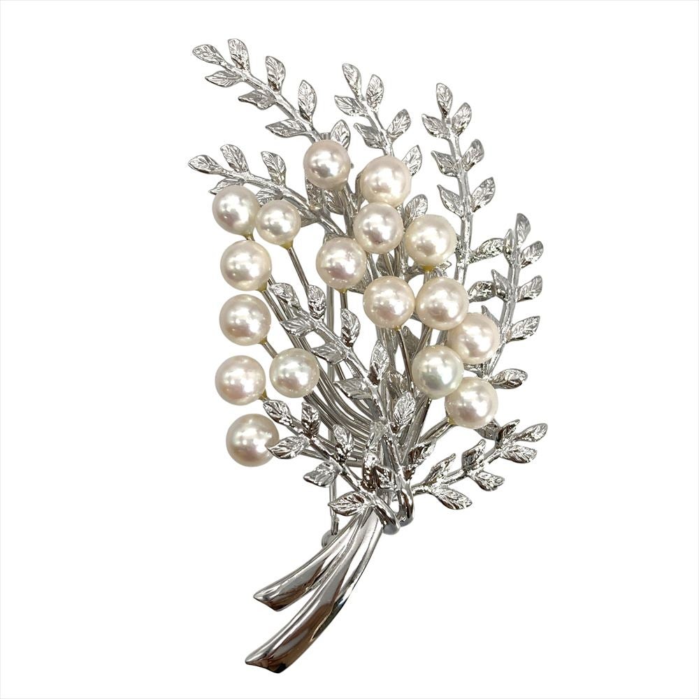 ミキモト MIKIMOTO 3珠 ブローチ シルバー 7.2g 真珠 レディース【中古
