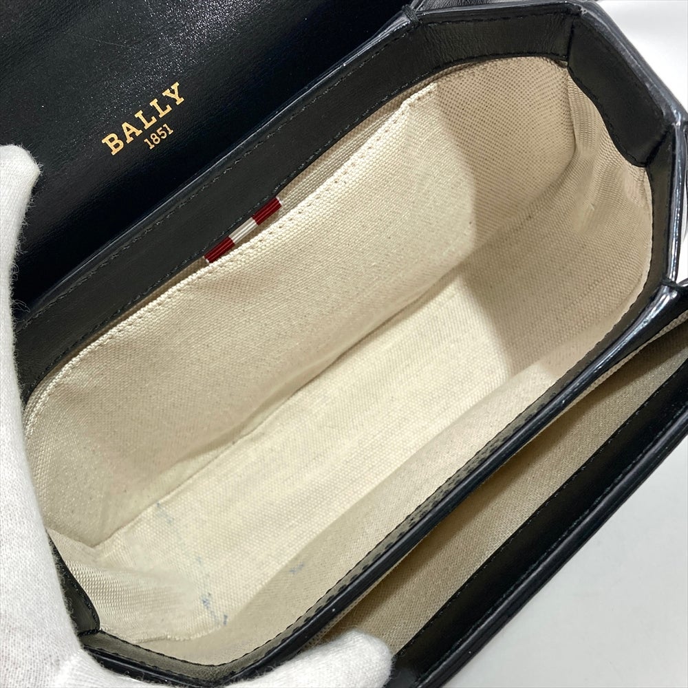 バリー BALLY ロゴ金具 ショルダーバッグ レザー ブラック ゴールド