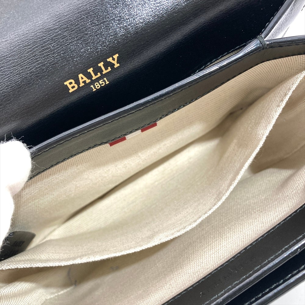 バリー BALLY ロゴ金具 ショルダーバッグ レザー ブラック ゴールド