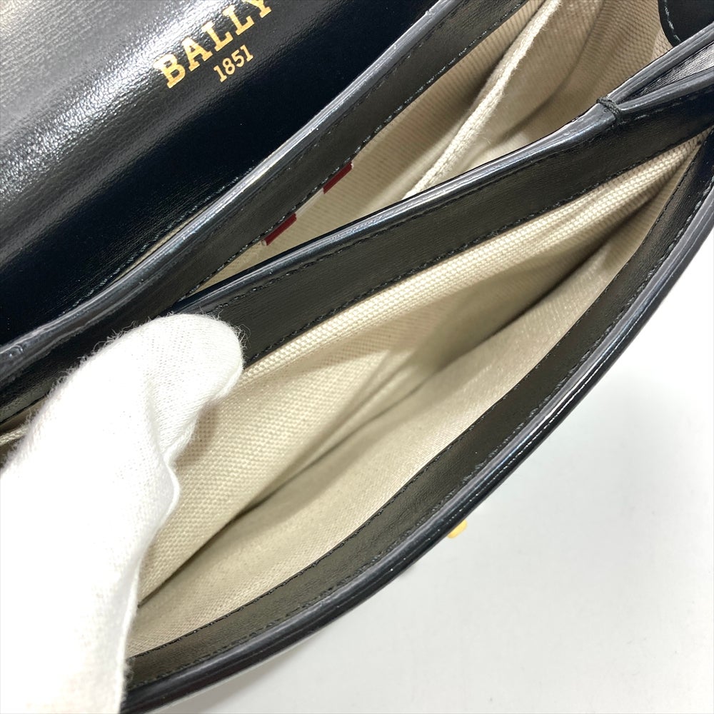 バリー BALLY ロゴ金具 ショルダーバッグ レザー ブラック ゴールド