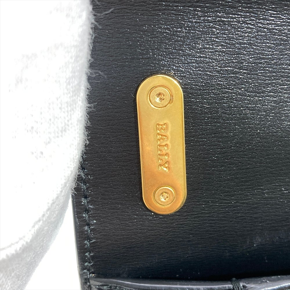 バリー BALLY ロゴ金具 ショルダーバッグ レザー ブラック ゴールド