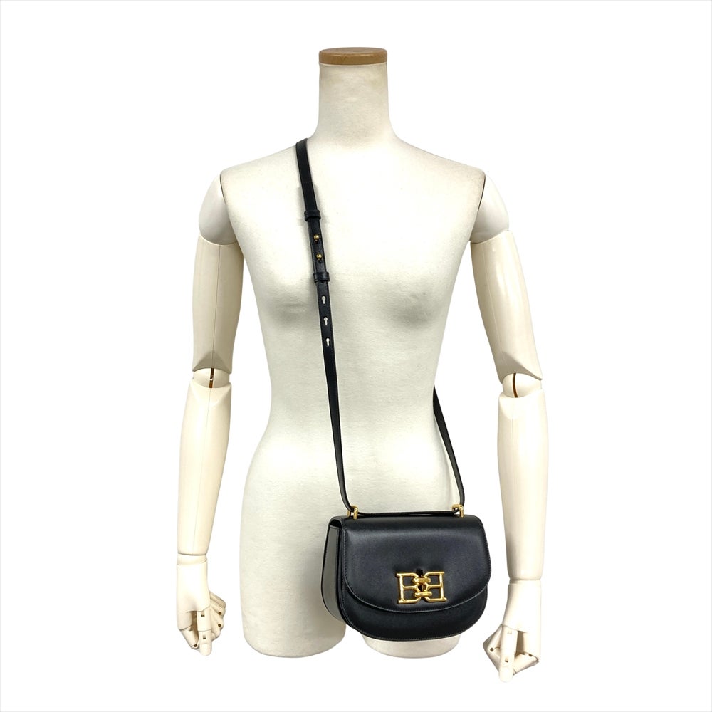 バリー BALLY ロゴ金具 ショルダーバッグ レザー ブラック ゴールド