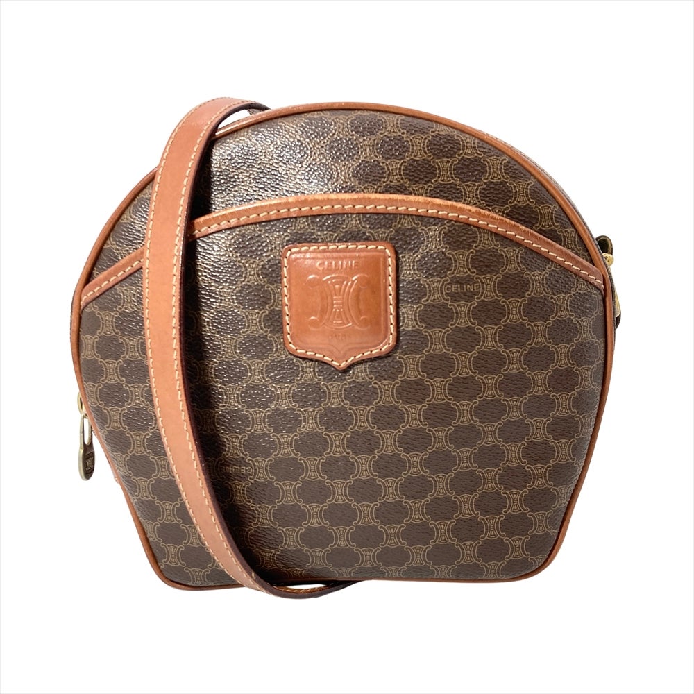 CELINE マカダム ショルダーバッグ ポシェット セリーヌ CELINE マカダム柄 ショルダーバッグ レザー ブラウン