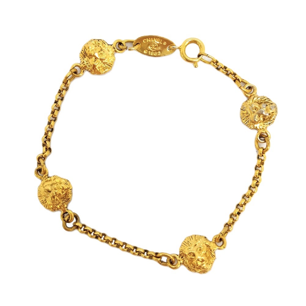 CHANEL ヴィンテージ バングル マトラッセ ゴールド ライオンモチーフ シャネル CHANEL ライオン ヴィンテージ ブレスレット GPg ゴールド