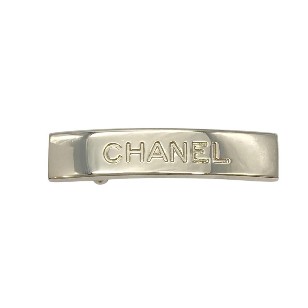 シャネル CHANEL ロゴ バレッタ ヘアクリップ メタル シルバー