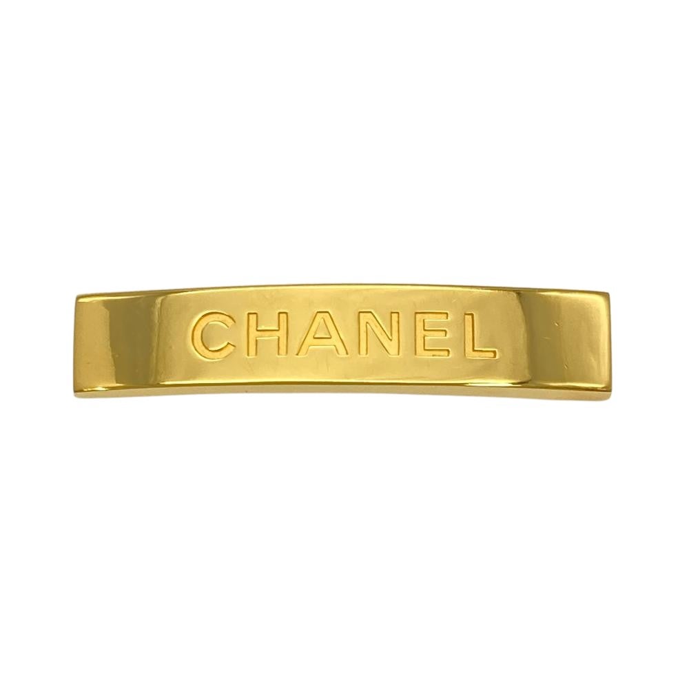 シャネル CHANEL ロゴ バレッタ ヘアクリップ メタル シルバー
