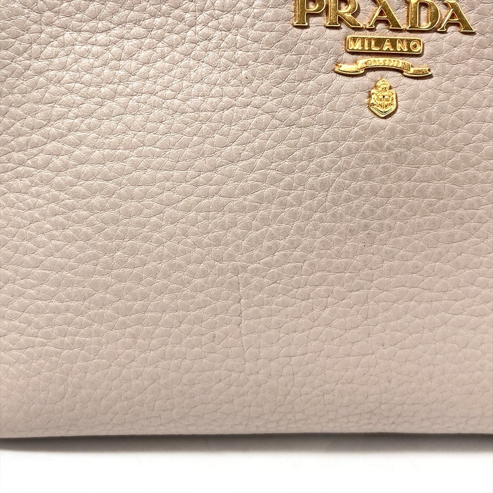 プラダ PRADA ポーチ レザー グレー ゴールド金具【中古】 | ゴールド