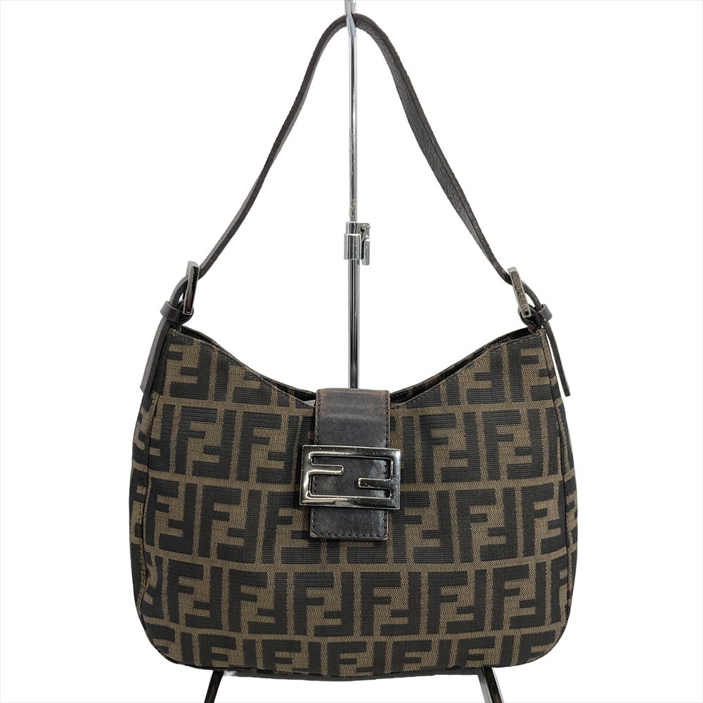 フェンディ FENDI ズッカ ハンドバッグ キャンバス ブラウン シルバー