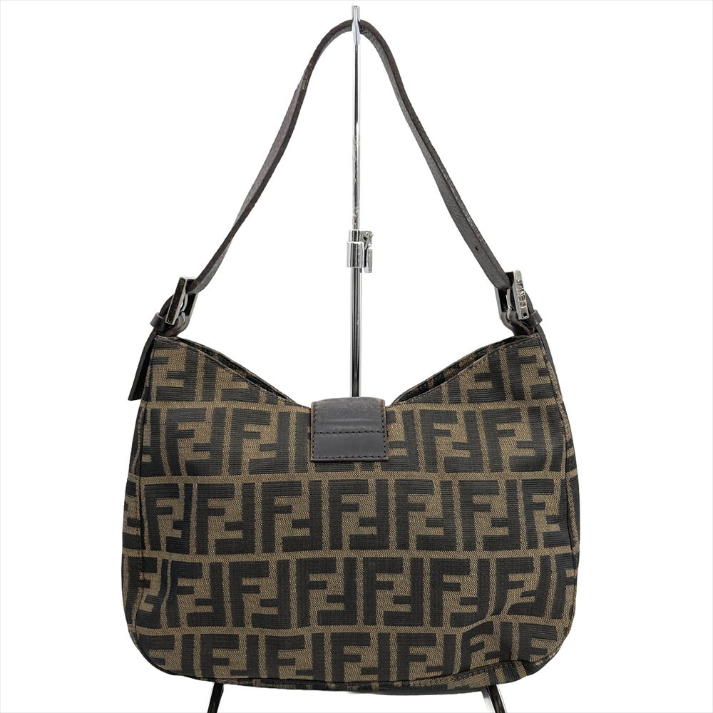 フェンディ FENDI ズッカ ハンドバッグ キャンバス ブラウン シルバー