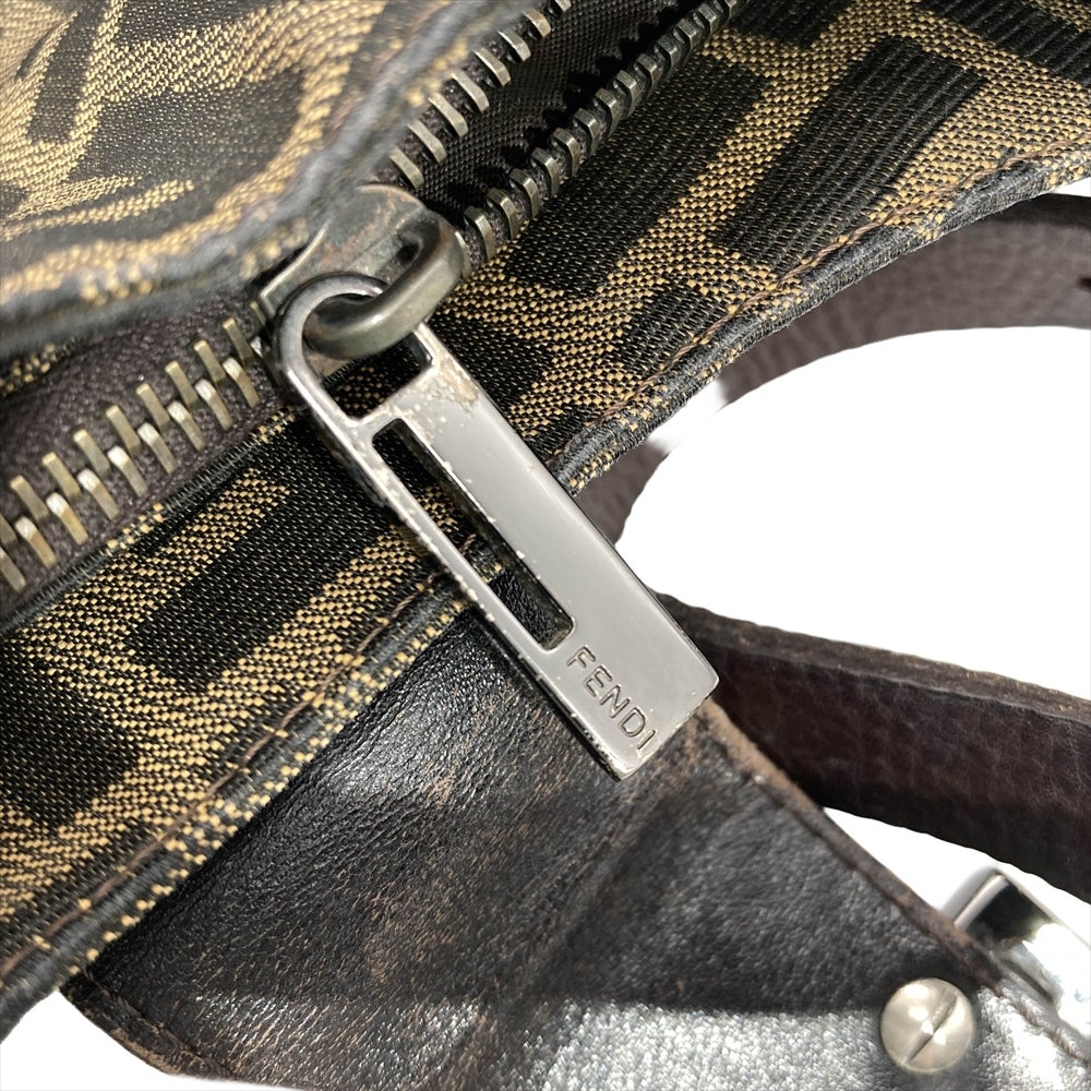 フェンディ FENDI ズッカ ハンドバッグ キャンバス ブラウン シルバー