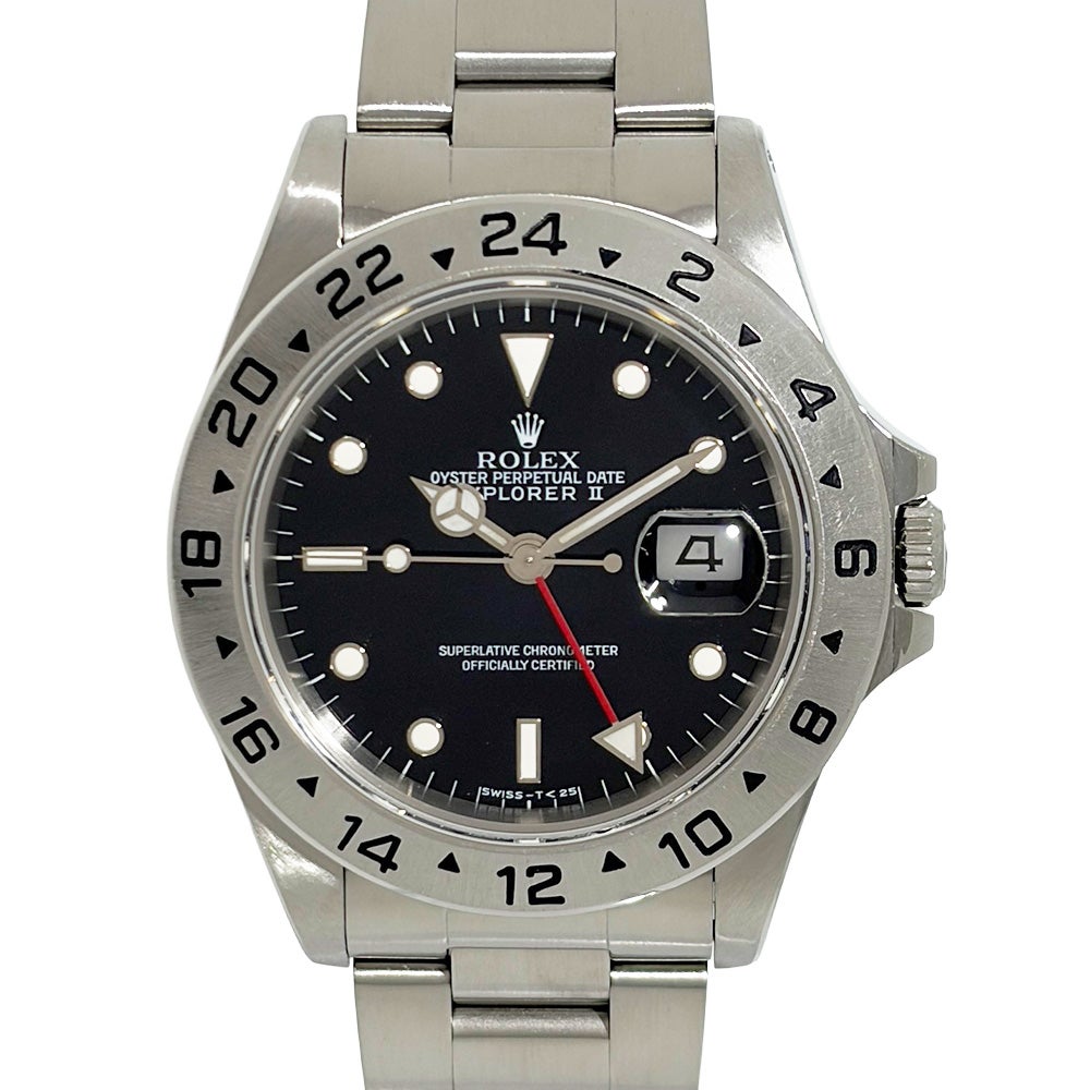 ロレックス ROLEX 16570 エクスプローラーII N番 腕時計 ブラック文字盤 SS メンズ【中古】 ロレックス ROLEX 16570 エクスプローラーII N番 腕時計 ブラック文字