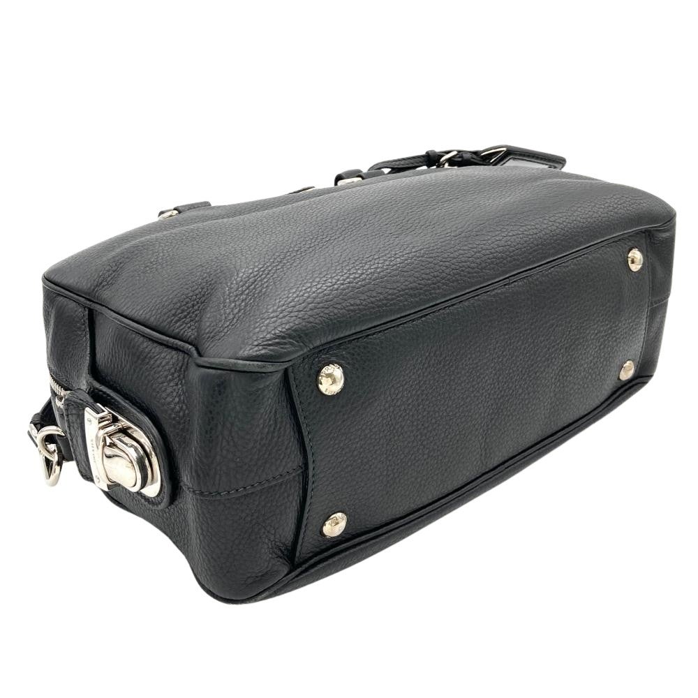 プラダ PRADA ロゴ ハンドバッグ 2WAY レザー ブラック ミニボストン