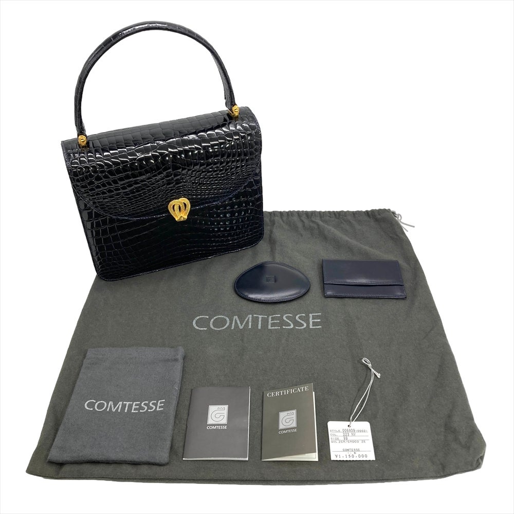 コンテス COMTESSE シャイニングクロコダイル ハンドバッグ