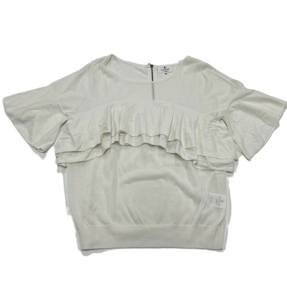 ランバンオンブルー LANVIN en Bleu フリル 半袖ニット カットソー