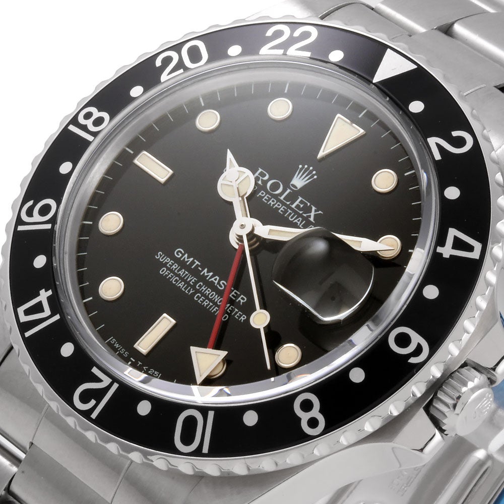 ロレックス ROLEX 16750 GMTマスター R番 腕時計 ブラック文字盤 SS 黒