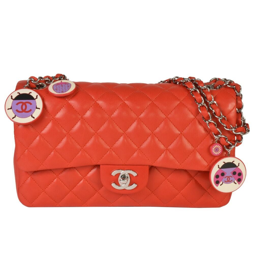 シャネル CHANEL マトラッセ25 マトラッセ 25　てんとう虫　テントウムシ　シングルフラップ　ダブルチェーン　チェーンショルダーバッグ バッグ ショルダーバッグ ラムスキン ブラック Balck 黒 シルバー金具 Sフラップ　Wチェーン　ココマーク　2wayバッグ シャネル CHANEL マトラッセ25 Wチェーン ショルダーバッグ ラムスキン
