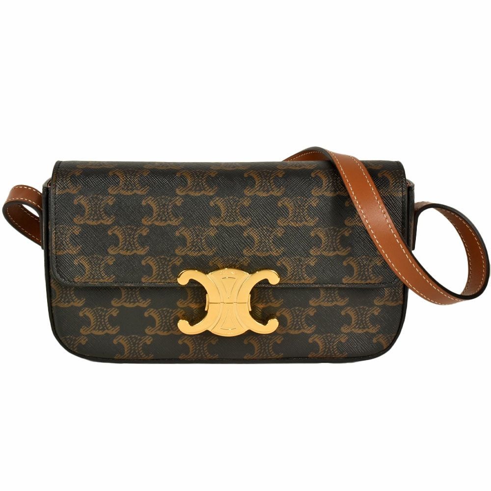 セリーヌ CELINE トリオンフ ショルダーバッグ レザー ネイビー