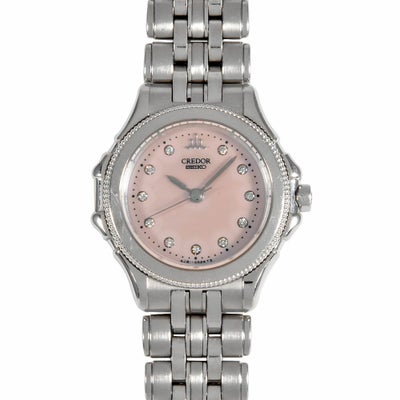 セイコー SEIKO 4J81-0AZ0 クレドール 11Pダイヤ 腕時計 ピンク文字盤 