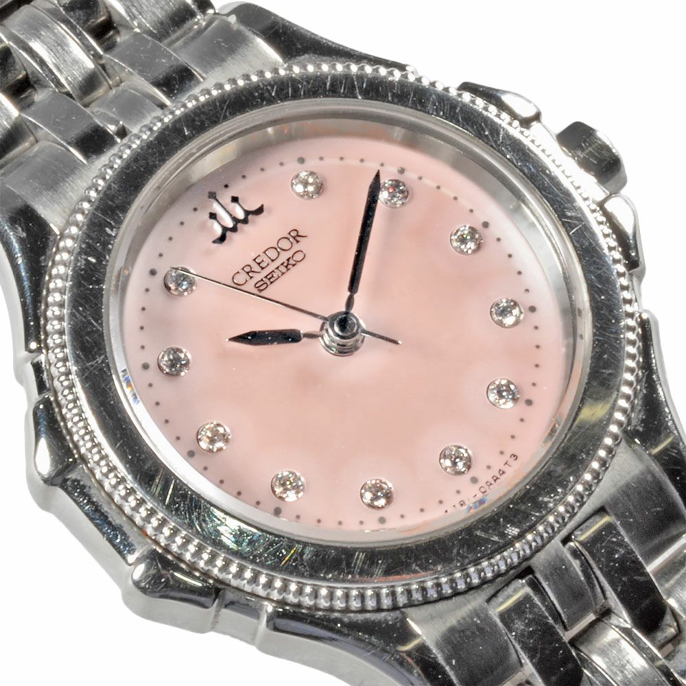 セイコー SEIKO 4J81-0AZ0 クレドール 11Pダイヤ 腕時計 ピンク文字盤