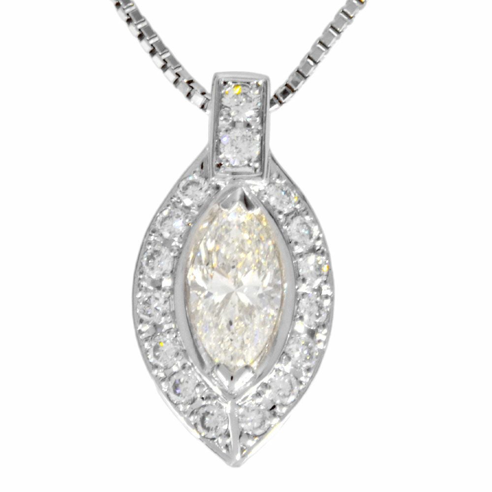 マーキスカット ダイヤモンド 0.518ct MD0.22ct ネックレス
