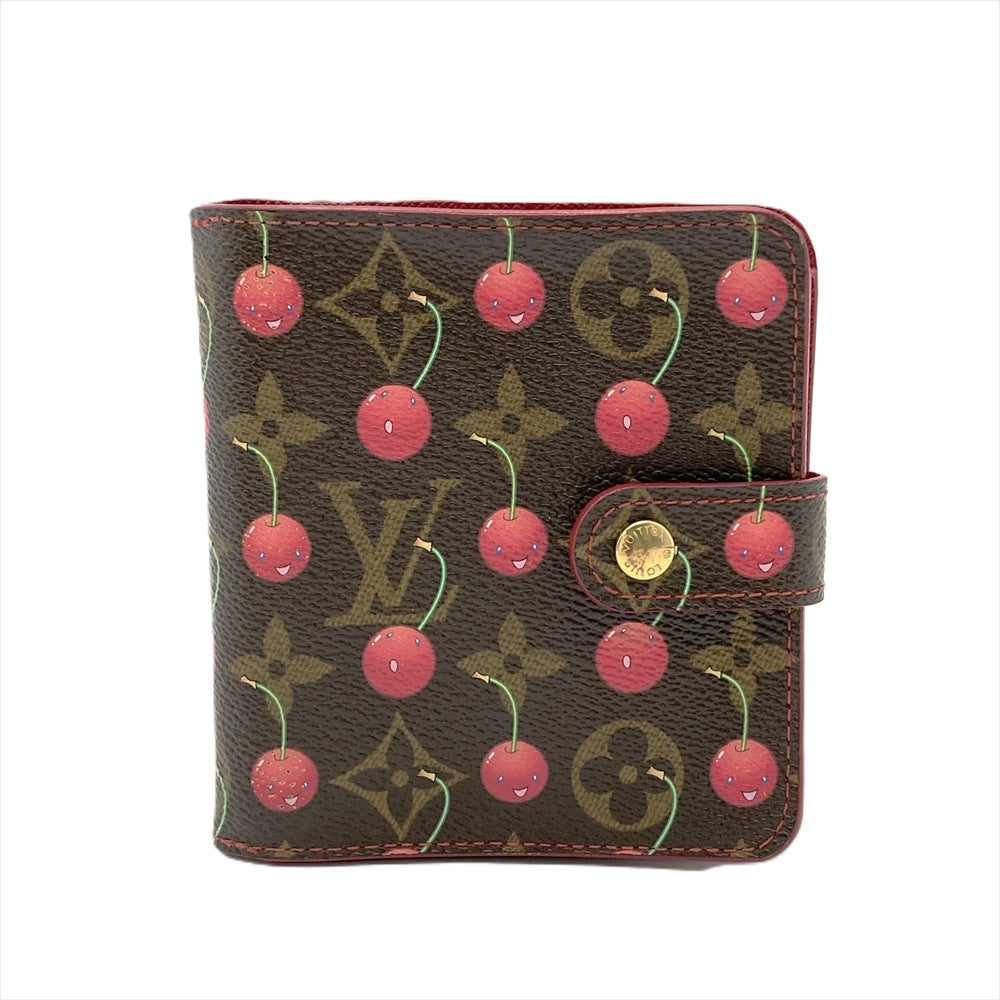 ルイヴィトン LOUIS VUITTON コンパクトジップ 二つ折り財布 モノグラム チェリー レザー M95005 ブラウン CA0025 さくらんぼ 村上隆【中古】 ルイヴィトン LOUIS VUITTON コンパクトジップ 二つ折り財布