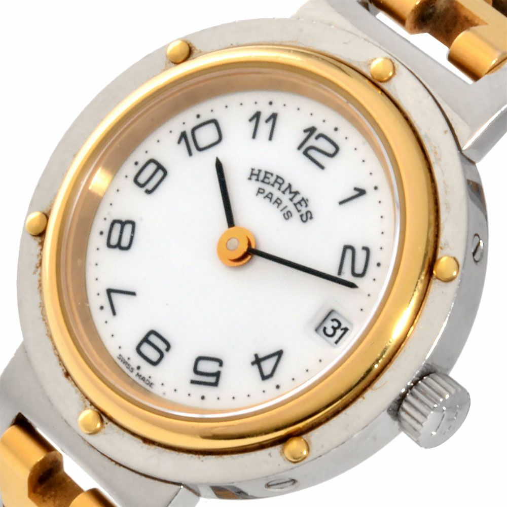 エルメス HERMES クリッパー 腕時計 ホワイト文字盤 レディース【中古