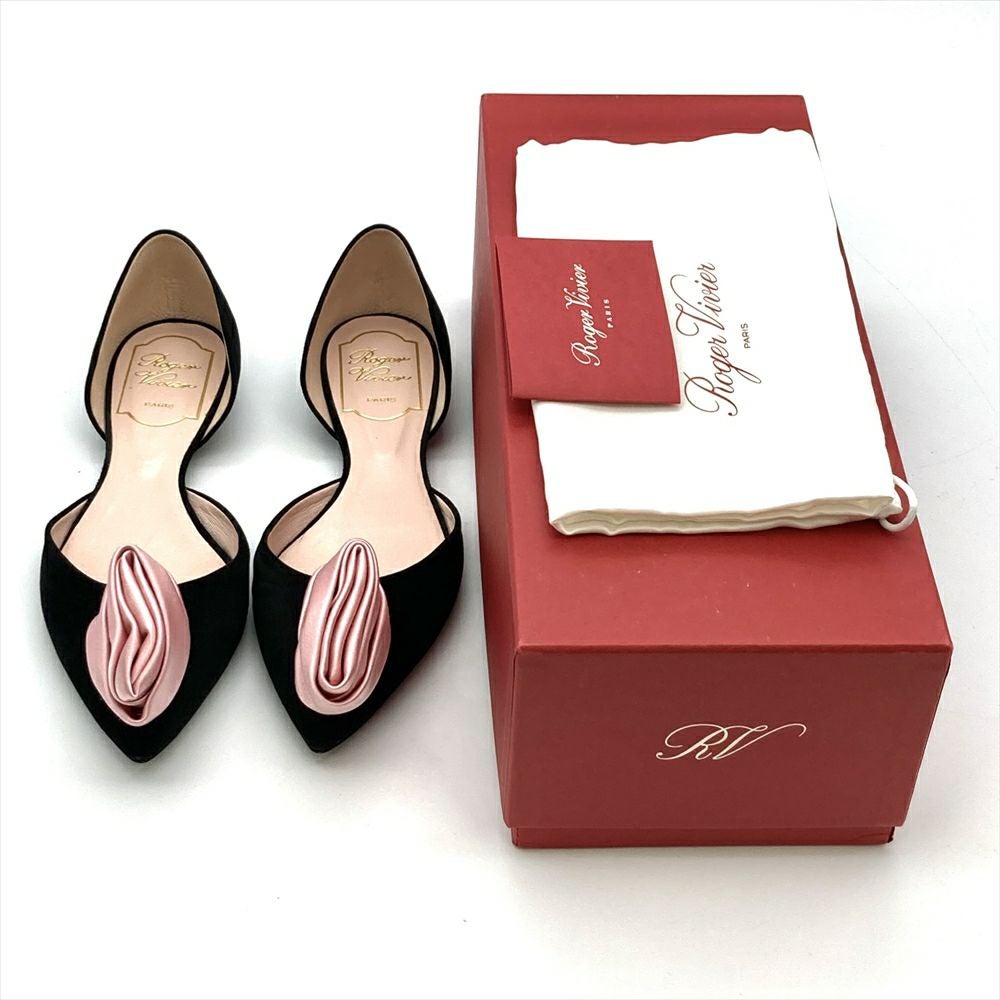 も*ぶ様 Roger Vivier ロジェ ヴィヴィエ パンプス フラットシュー ロジェヴィヴィエ Roger vivier パンプス スウェード ブラック