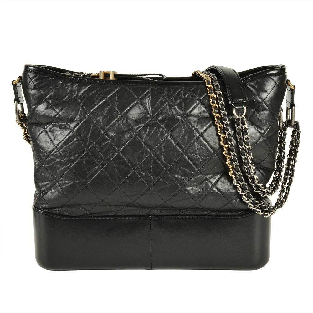 シャネル CHANEL ガブリエル ドゥ シャネル ラージ ホーボー ショルダーバッグ カーフスキン ブラック チェーン 24番台(2018年製造) レディース【中古】 マトラッセ シャネル CHANEL ガブリエル ドゥ ラージ ホーボー