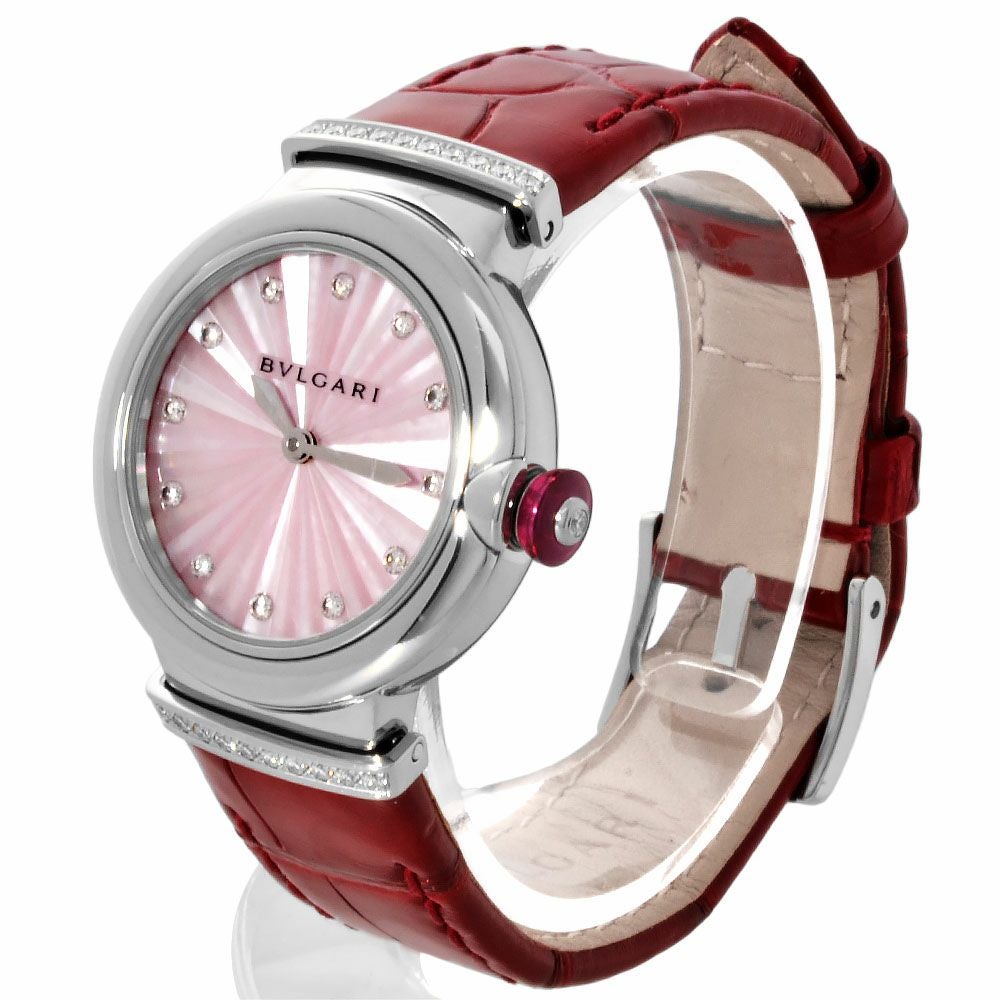 ブルガリ BVLGARI LU28S ルチェア 腕時計 ピンクシェル文字盤 12P