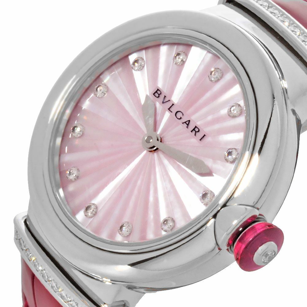 ブルガリ BVLGARI LU28S ルチェア 腕時計 ピンクシェル文字盤 12P