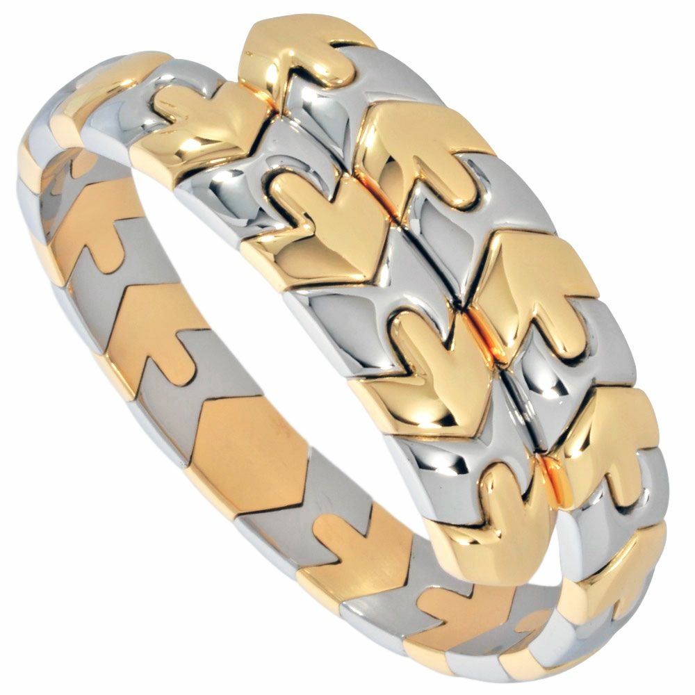 【正規品】BVLGARI アルベアーレ ゴールド＆スチール カフブレスレット ブルガリ BVLGARI アルベアーレ ブレスレット K18YG 55.6g イエロー