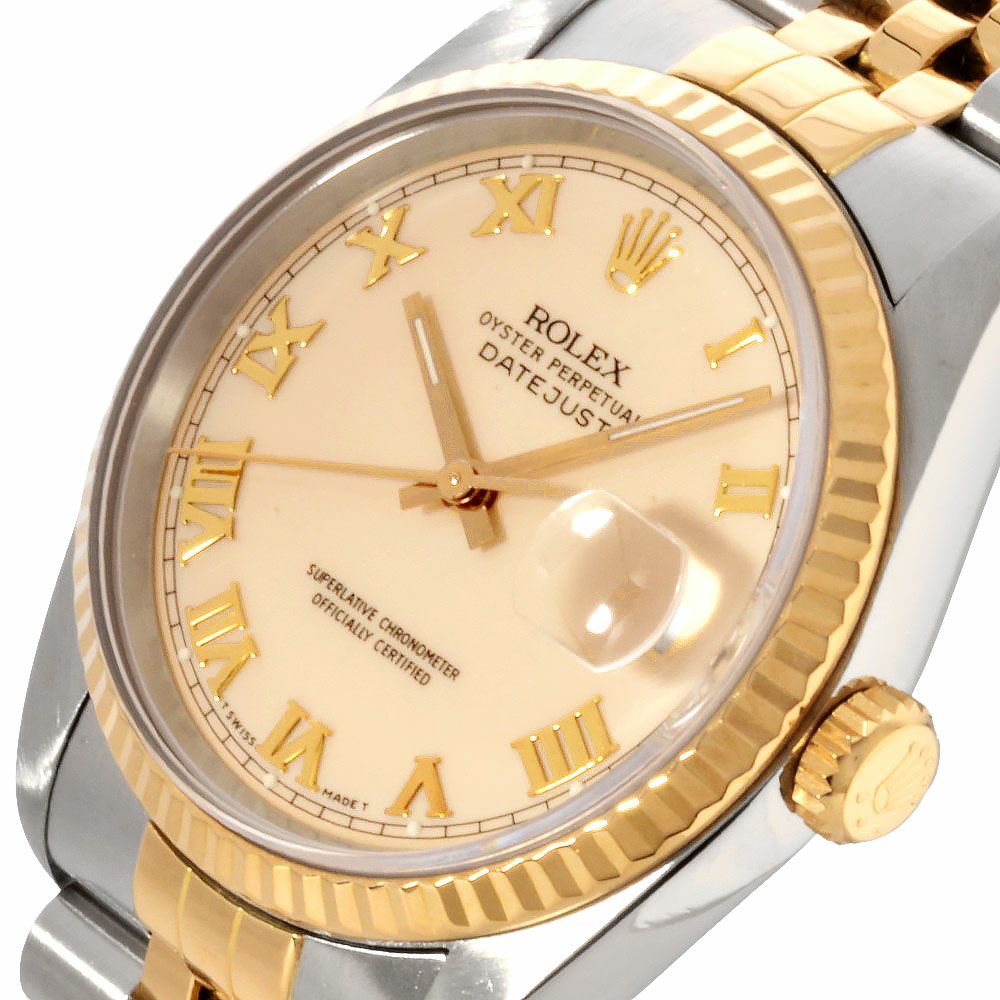 ロレックス ROLEX 16233 デイトジャスト R番 腕時計 アイボリー文字盤