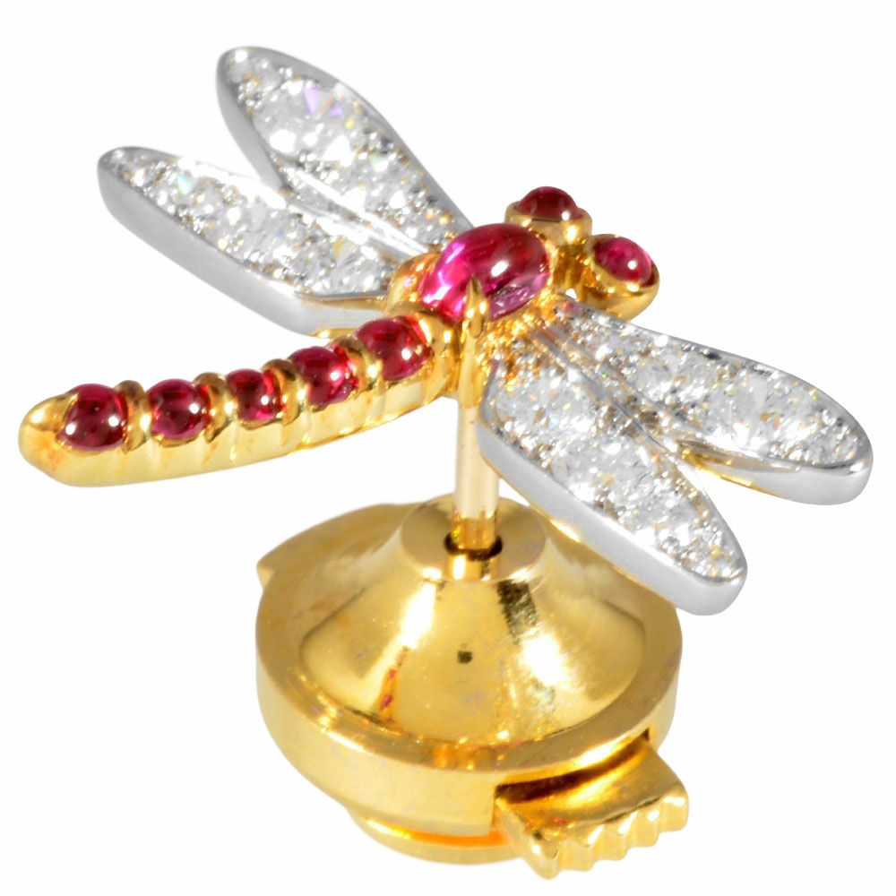 ギメル Gimel とんぼ ブローチ ダイヤモンド 0.341ct K18YG 1.7g