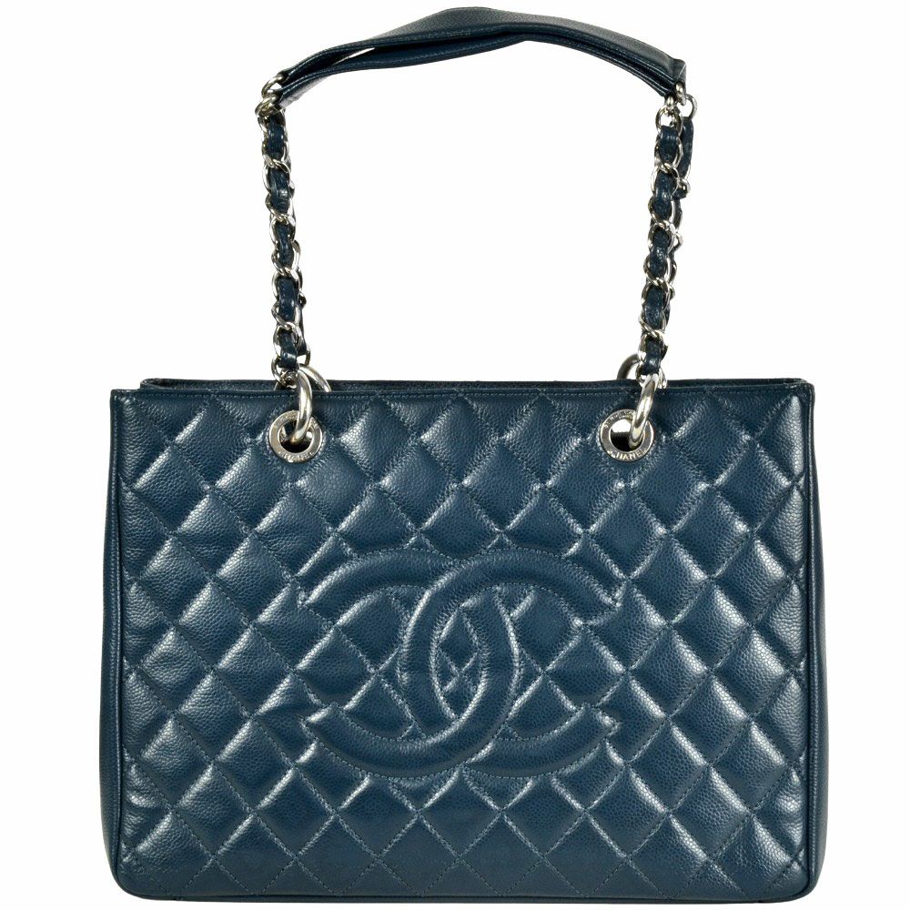 シャネル CHANEL GST チェーン トートバッグ キャビアスキン ブルー