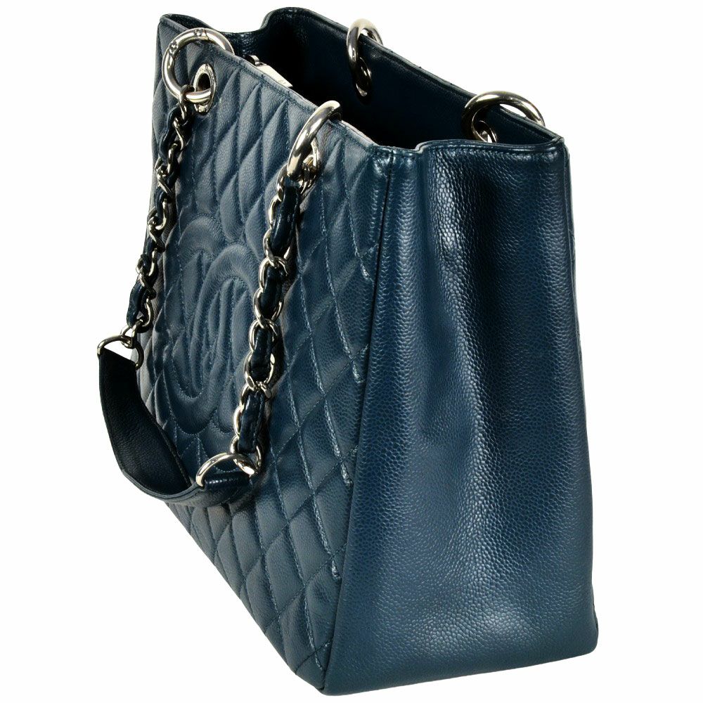 シャネル CHANEL GST チェーン トートバッグ キャビアスキン ブルー