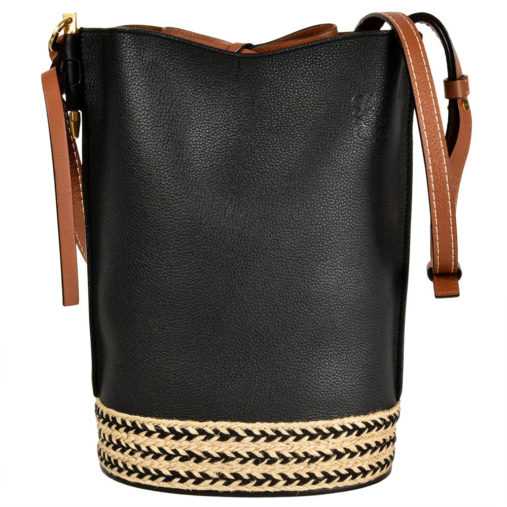 ロエベ LOEWE ゲートバケット ショルダーバッグ レザー ブラック【中古