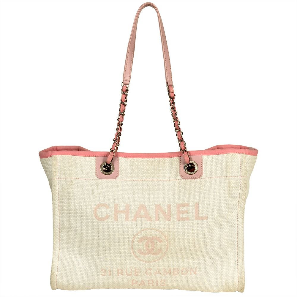 シャネル CHANEL ドーヴィルMM チェーン トートバッグ ストロー