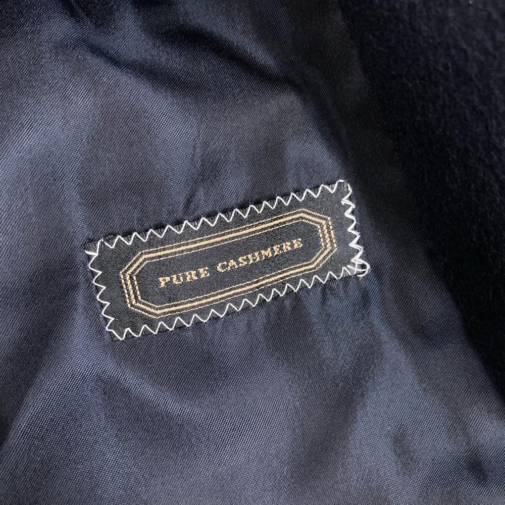 エルメス HERMES ダブル ロングコート 54 カシミヤ ネイビー メンズ