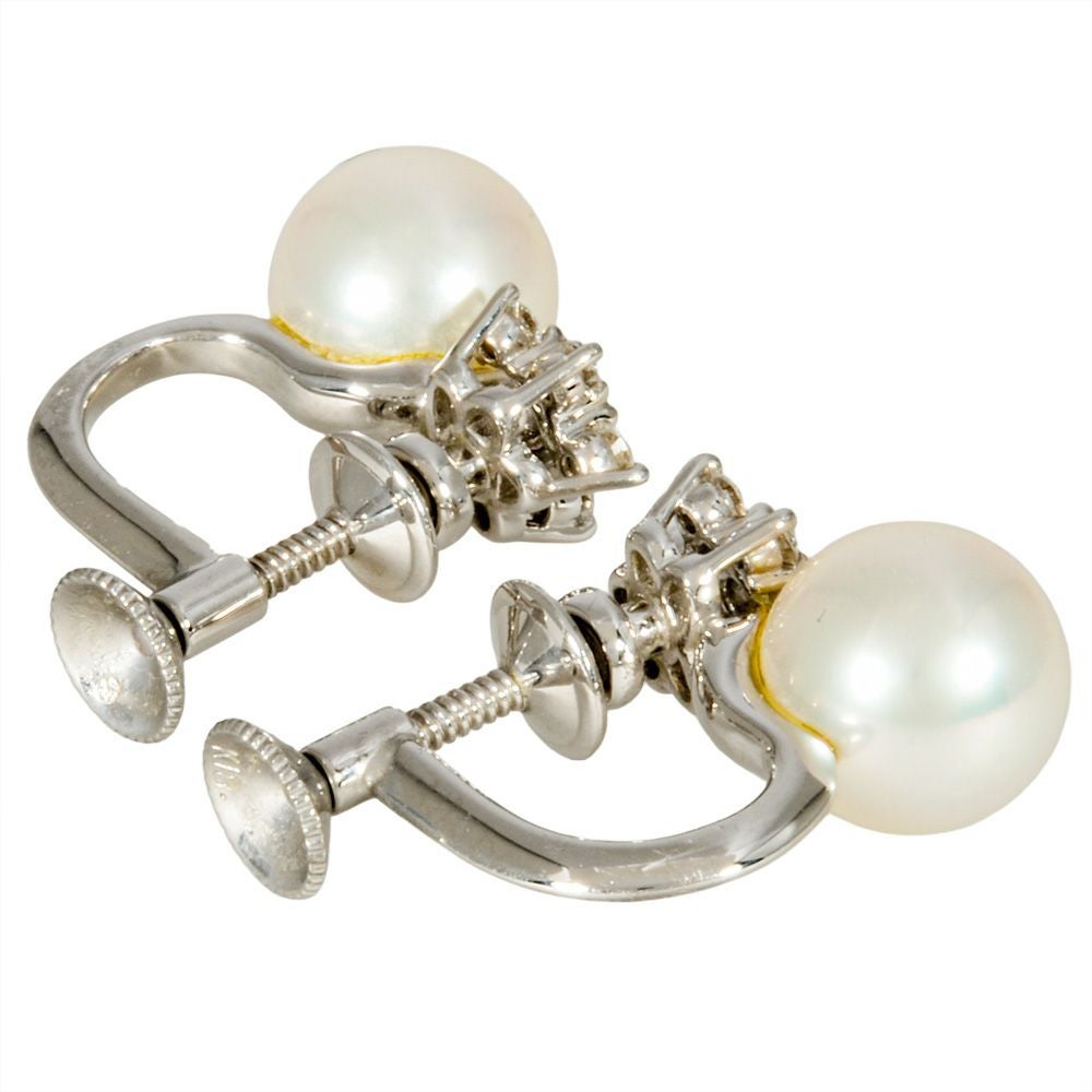 【最終値下げ】K18WG パール ダイヤモンド イヤリング ミキモト MIKIMOTO パール イヤリング ダイヤモンド K18WG 5.6g アコヤ