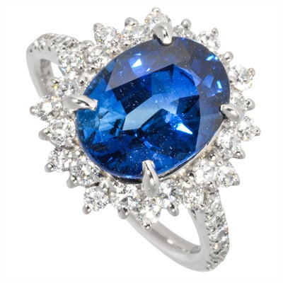 リング 指輪 サファイア 3.49ct 約10.5号 Pt900 5.9g ブルー 
