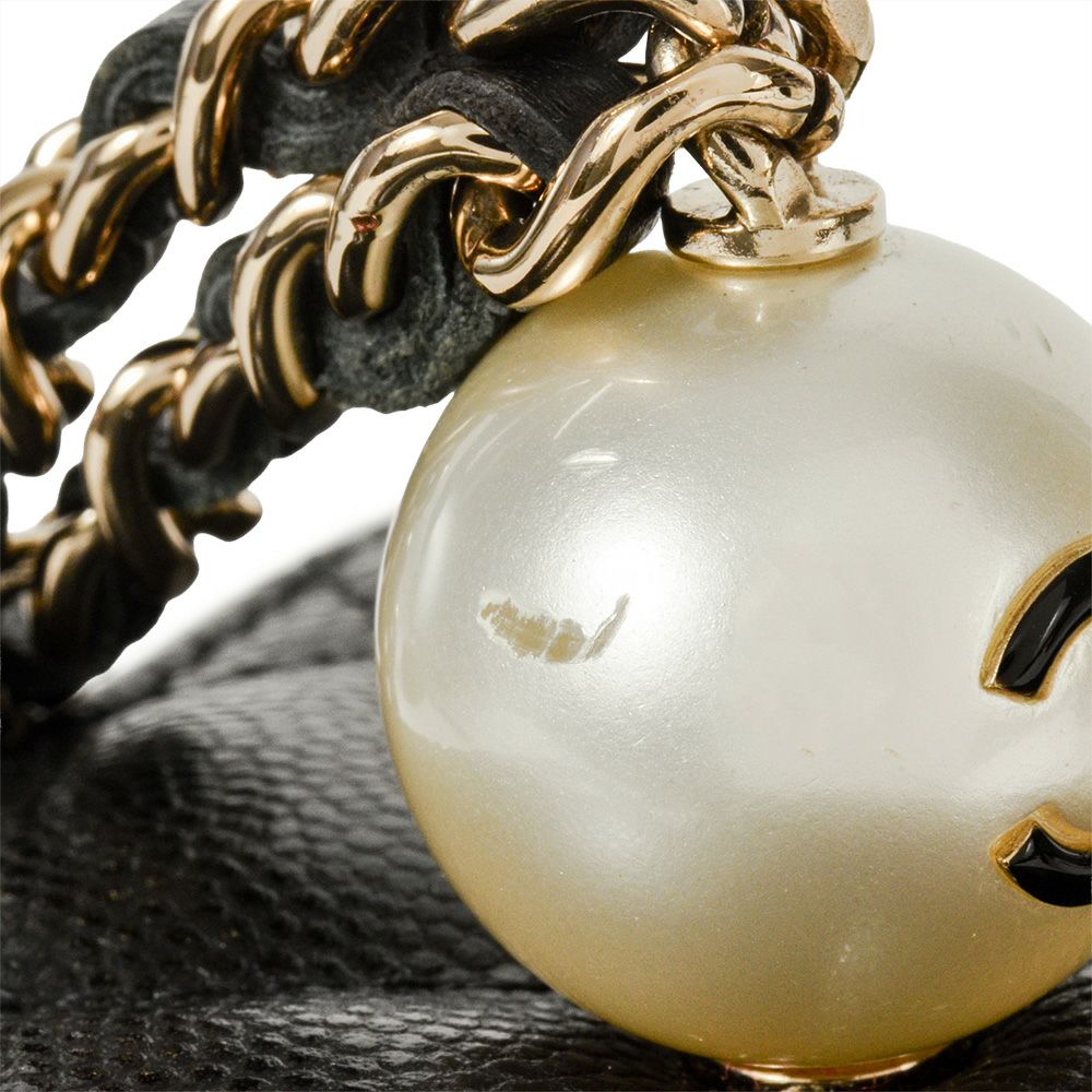 CHANEL キャビアスキン・ゴールド金具・ミニポーチ・承認シールあり シャネル CHANEL バニティ ミニ チェーン ポーチ キャビアスキン