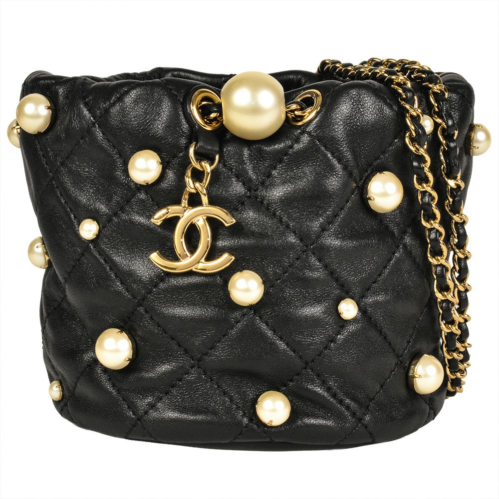シャネル CHANEL ミニ チェーン ショルダーバッグ ラムスキン ブラック