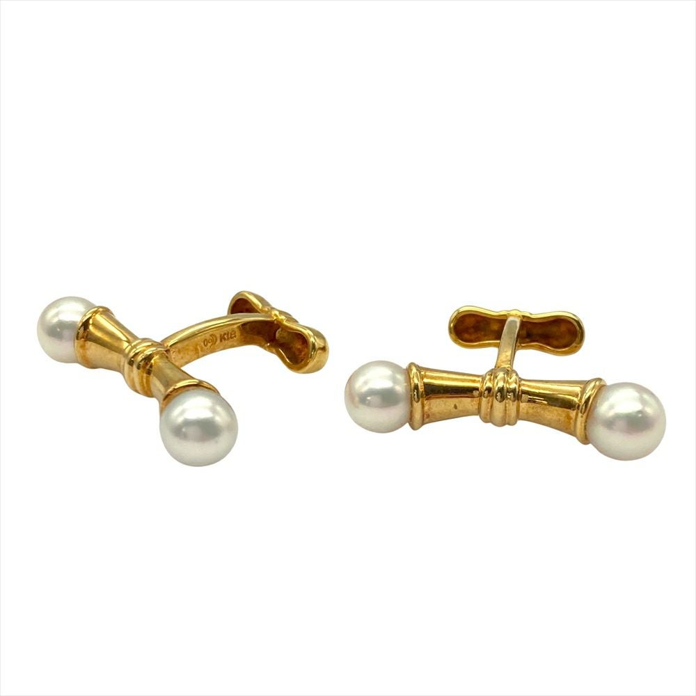 TASAKI パール カフス 証明書あり タサキ TASAKI パール デザイン カフスボタン カフリンクス K18YG 6.8g