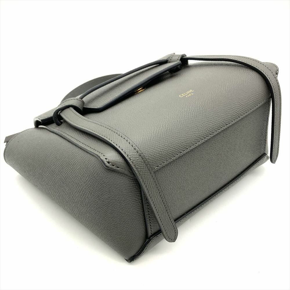 セリーヌ CELINE ベルトバッグ ナノ ハンドバッグ レザー グレー